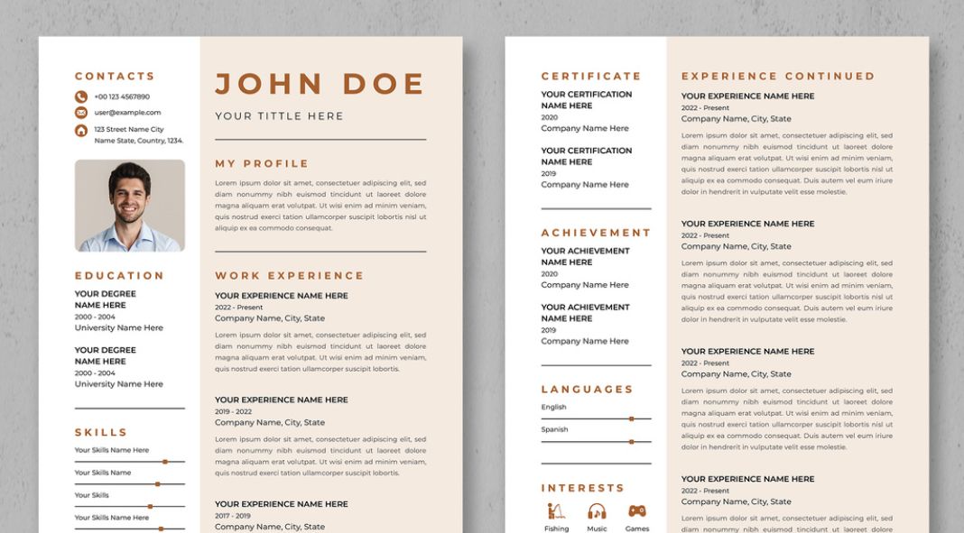 A Modern And Clean CV/Resume Template for Adobe Illustrator A Modern And Clean CV/Resume Template for Adobe Illustrator