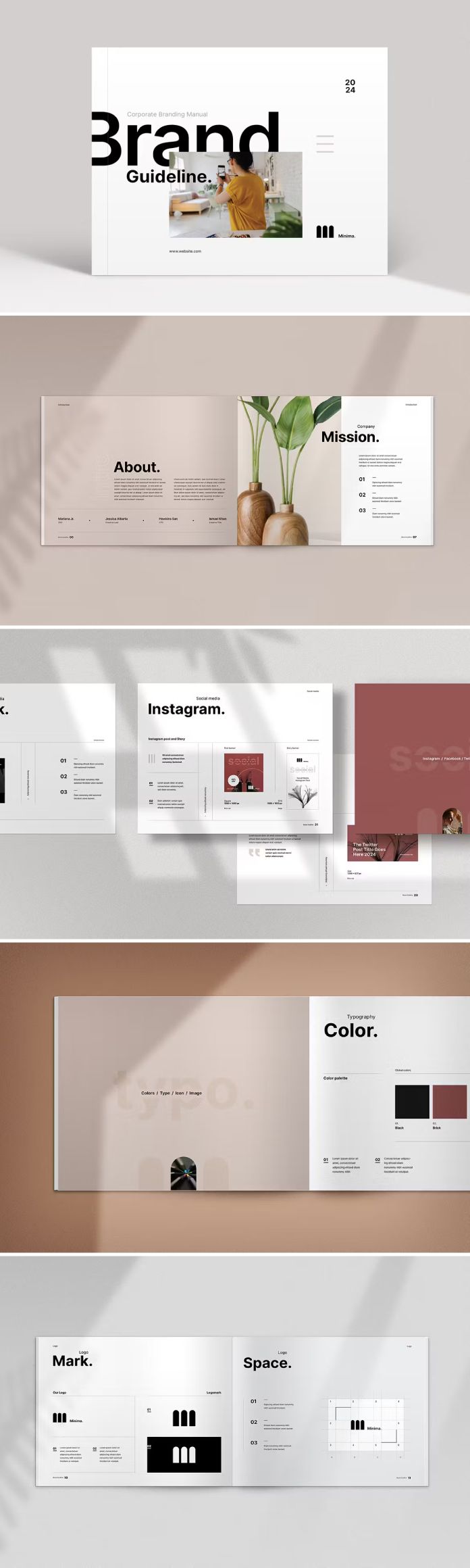 Brand guidelines template for Adobe Illustrator and InDesign