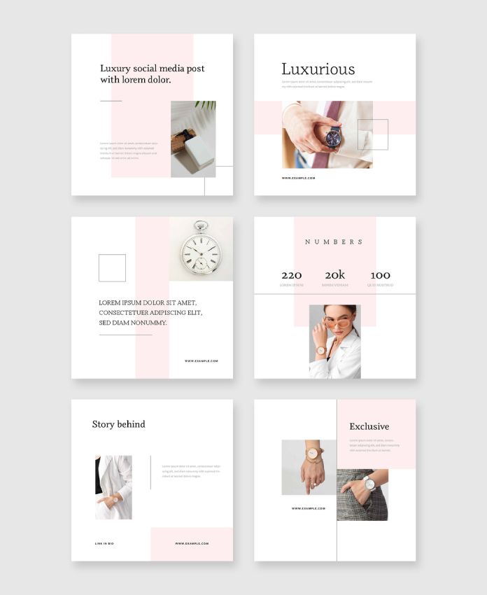 Luxurious Social Media Posts with Pink Accent by Phillip
