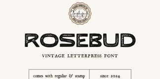 Rosebud - Vintage Letterpress Font by Graphicfresh