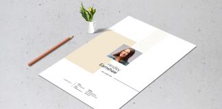 Very Clean and Simple Resume Template with Golden Accents for Adobe InDesign