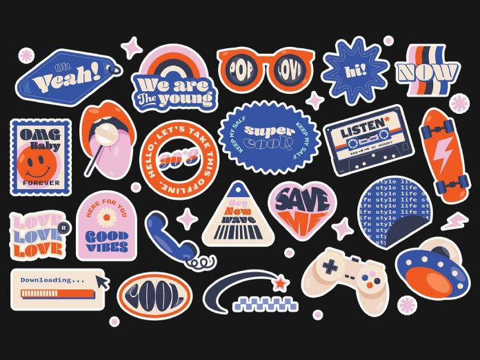 Y2K 90s Illustrated Retro Sticker Vector Graphics by BrandPacks