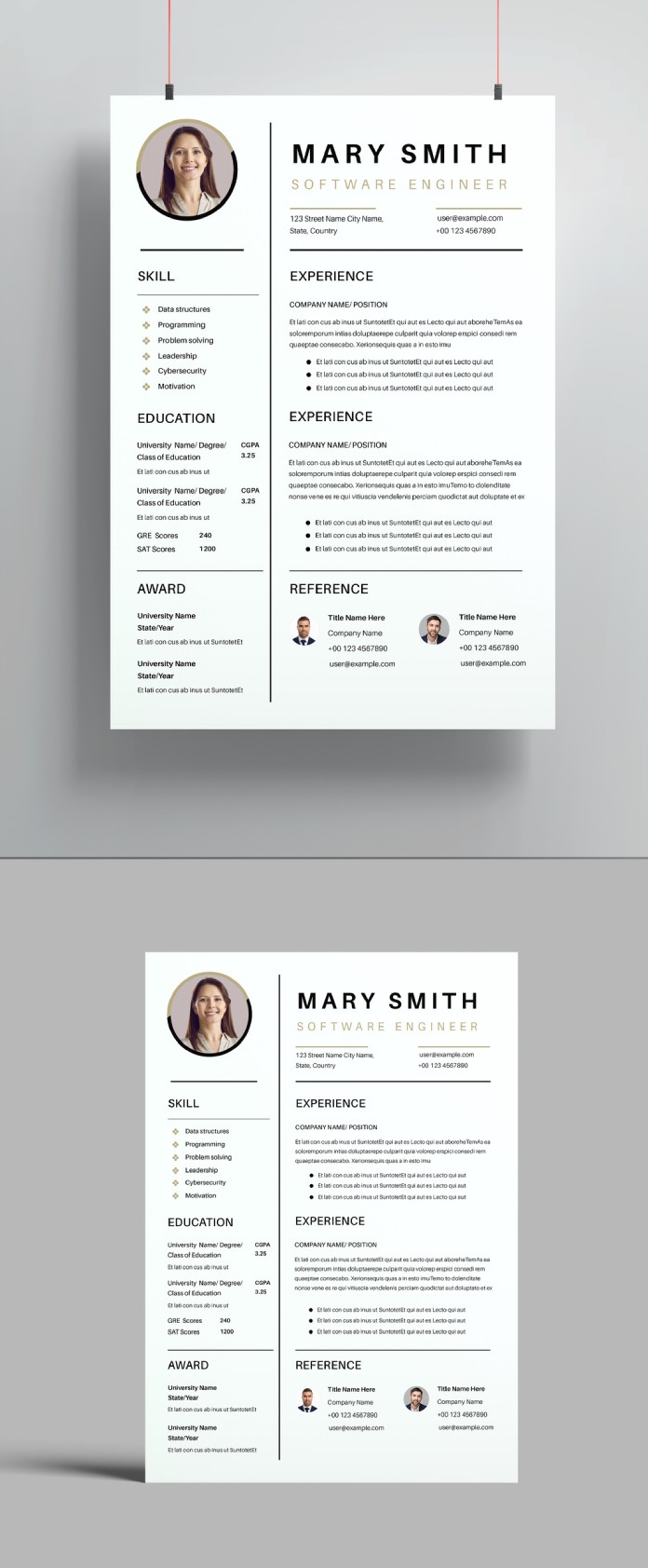 A Clean but Outstanding Resume Template for Adobe InDesign