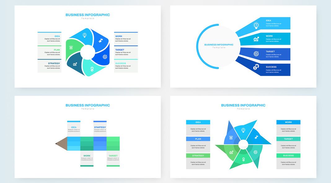 Business data visualization infographics for Adobe InDesign Business data visualization infographics for Adobe InDesign