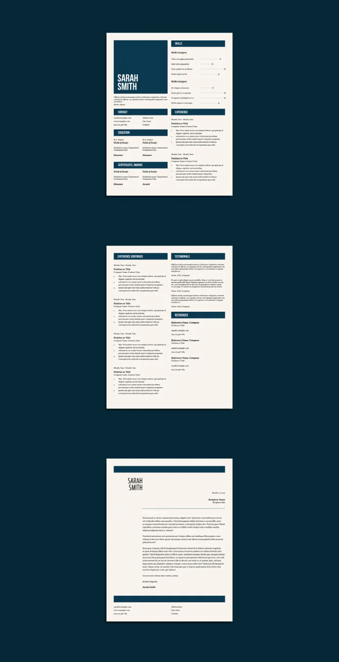 Professional and Minimalist Graphic Design Resume and Cover Letter Template for Adobe InDesign