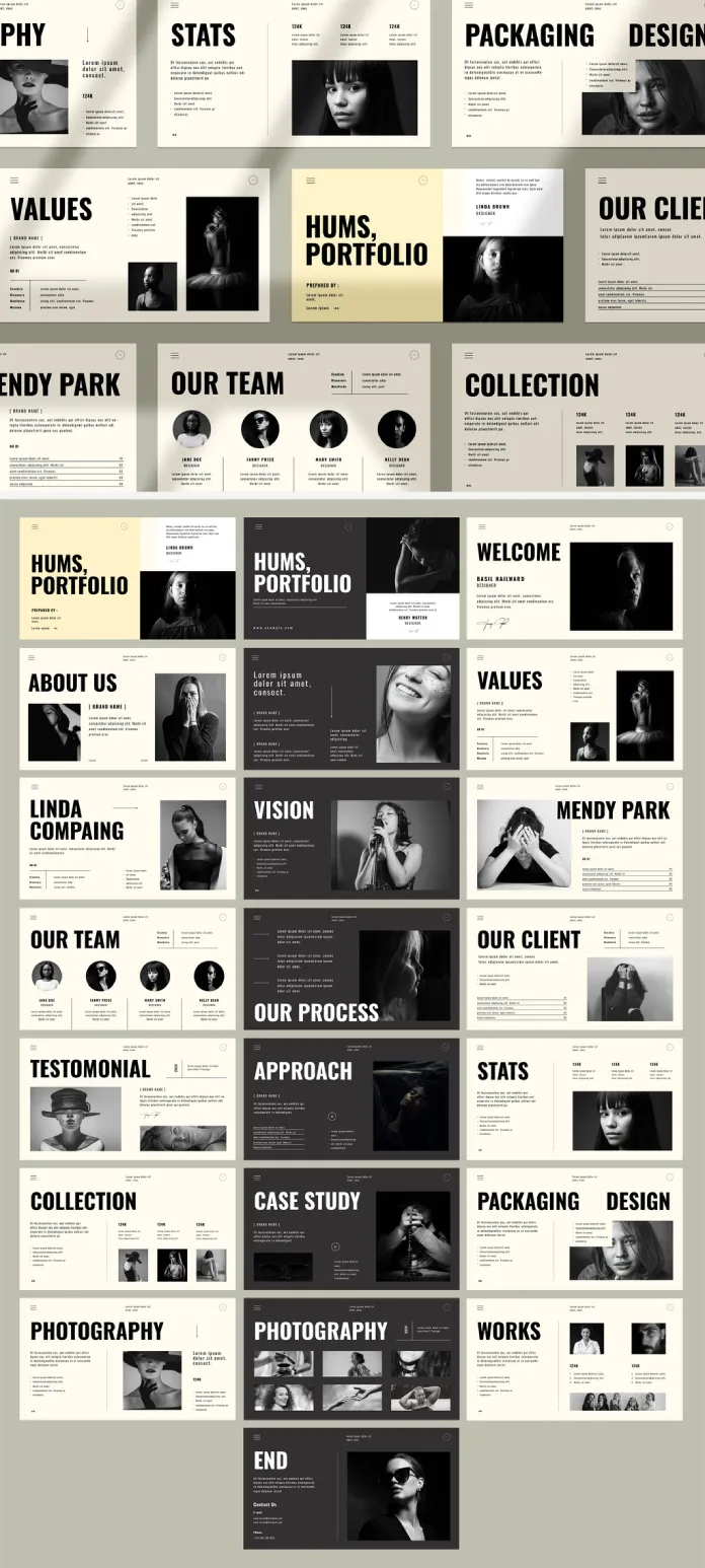 Super Clean Hums Portfolio Presentation Template for Adobe InDesign