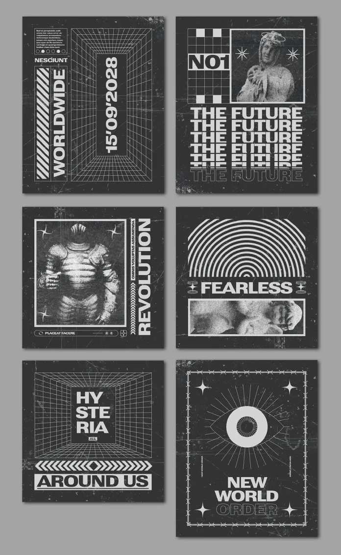 Brutalist Social Media Graphic Design Templates by Blackcatstudio