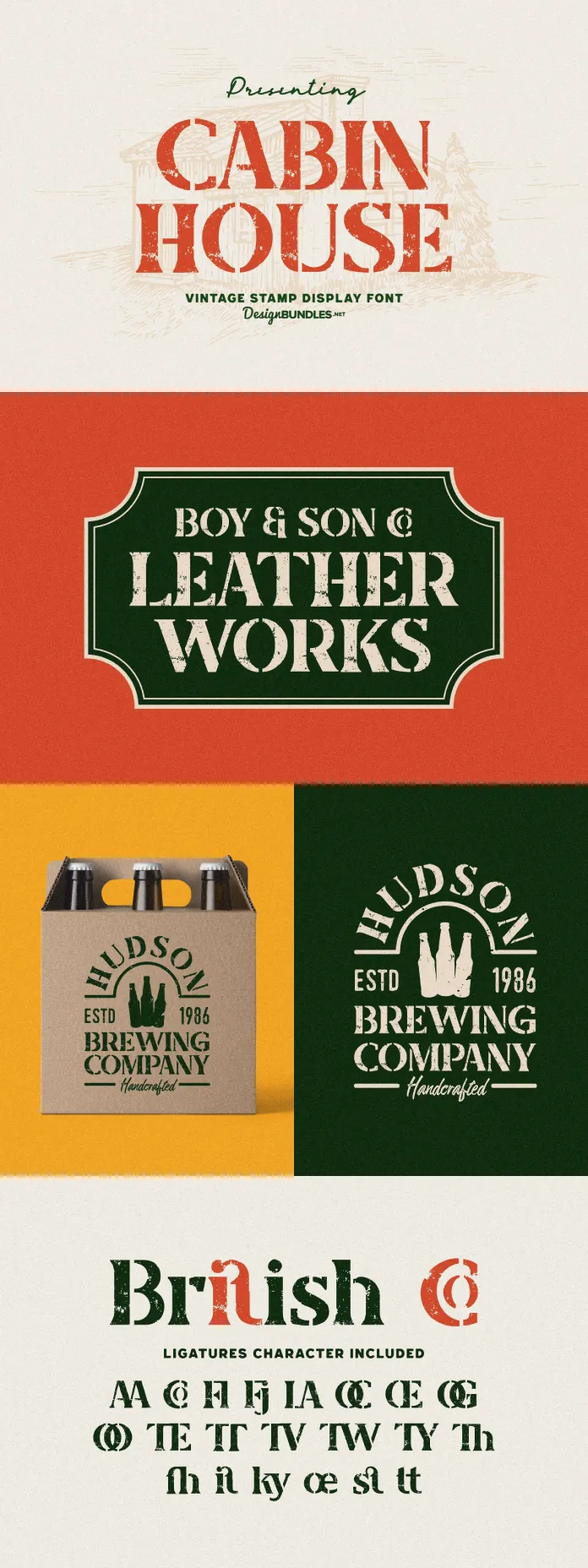 Cabin House - Vintage Stamp Font by Design Bundles