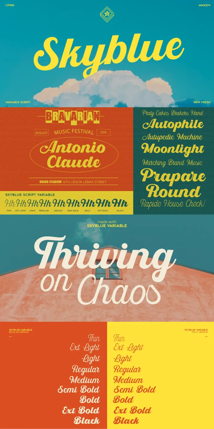Skyblue Script Variable Font Family by Letterfreshstudio