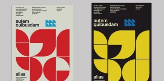 Minimalist Swiss Graphic Design-inspired Poster Template with Bauhaus Abstract Shapes by Blackcatstudio