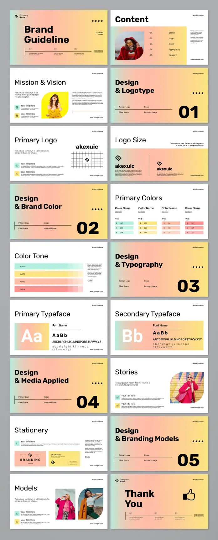 Colorful Brand Guidelines Presentation Template by PixWork