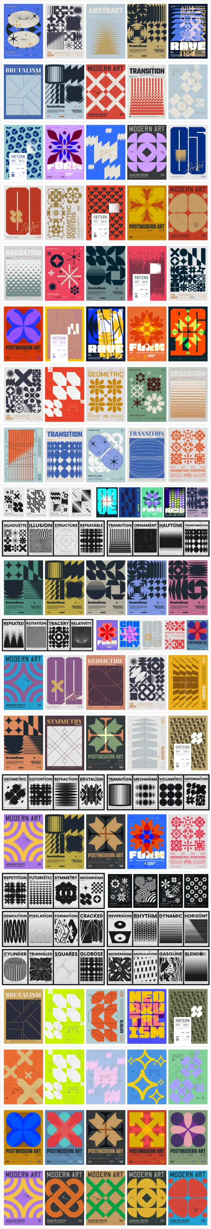 Download Vector Graphics Inspired by Brutalism and Postmodern Art.