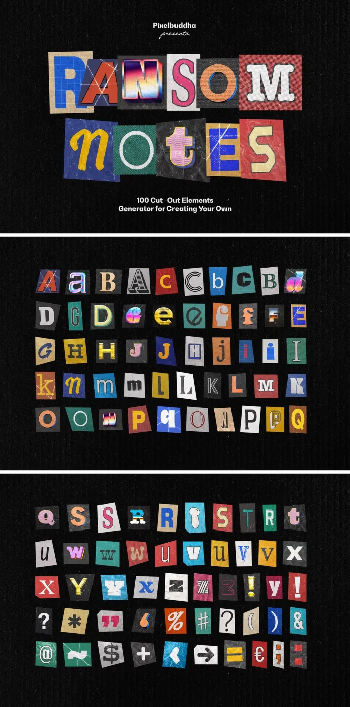 Ransom Note Letters Collection Photoshop Mockup by Pixelbuddha Studio