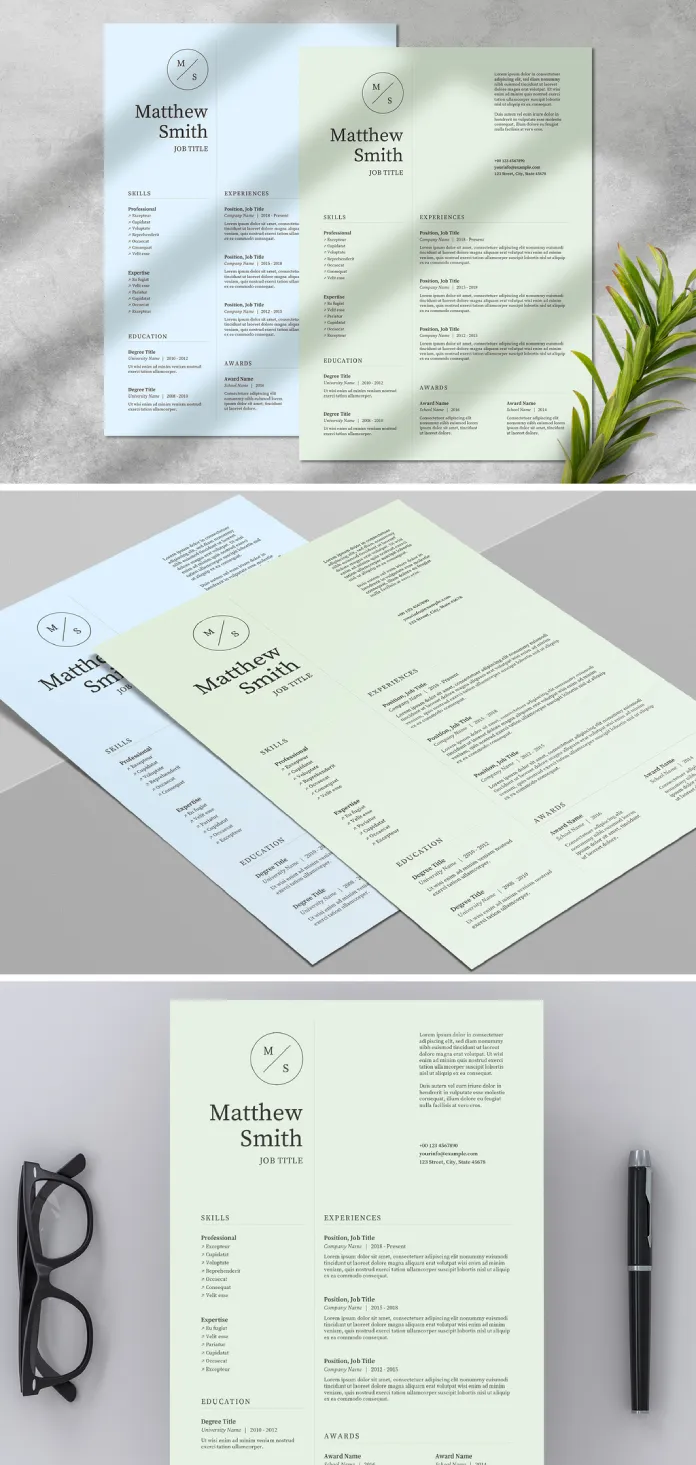 Resume Layout by bourjart for Adobe Illustrator
