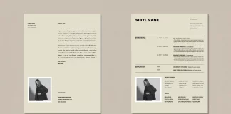 A Stylish and Minimalist Resume Template with Cover Letter and Space for a Photo