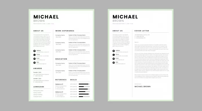 A clean and professional resume layout by PixWork for Adobe InDesign