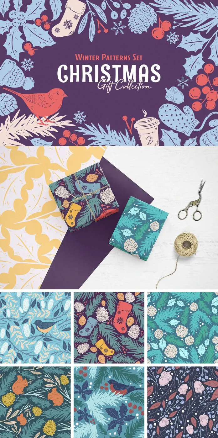 Christmas Gift - Vector Graphics Patterns Set by Pixelbuddha