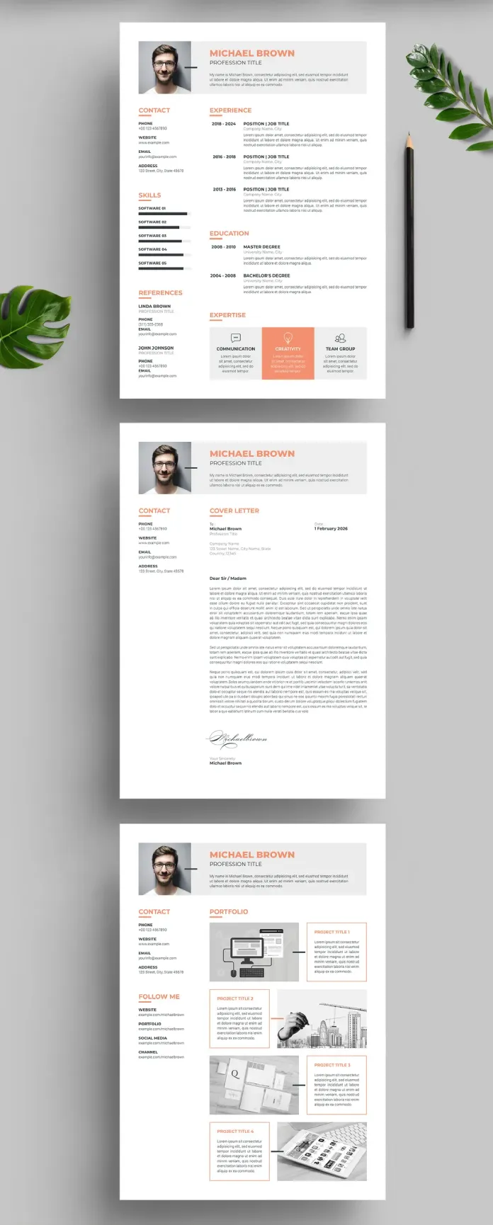 Adobe InDesign Resume Template by Bourjart with 3 Pages