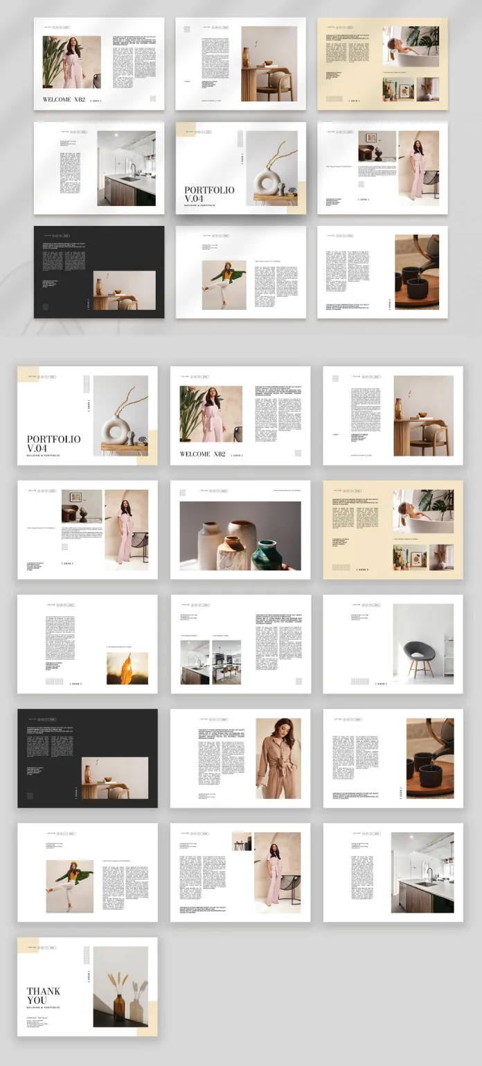 Stylish Portfolio Brochure InDesign Template by PixWork in Landscape Format