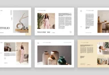 Stylish Portfolio Brochure InDesign Template by PixWork in Landscape Format
