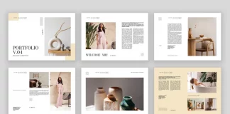 Stylish Portfolio Brochure InDesign Template by PixWork in Landscape Format
