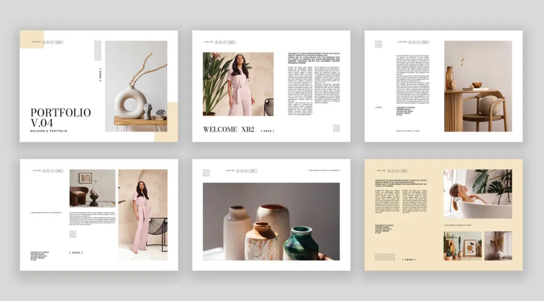 Stylish Portfolio Brochure InDesign Template by PixWork in Landscape Format Stylish Portfolio Brochure InDesign Template by PixWork in Landscape Format