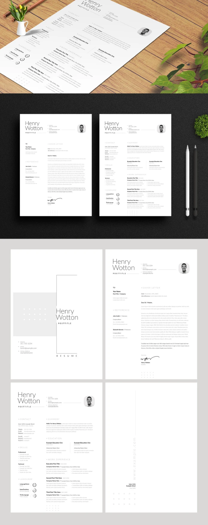 A Clean Black and White Resume Template by GraphicArtist for Use in Adobe InDesign