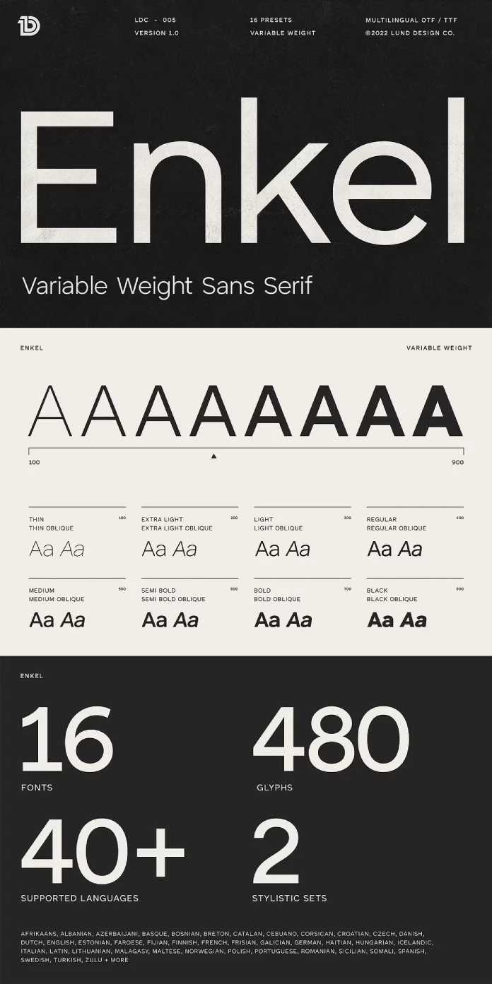 ENKEL Variable Sans Serif Font by Lund Design Co.