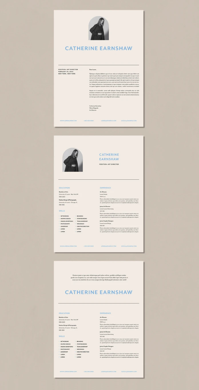 Minimalist but Stylish Resume and Cover Letter Template with Photo for Adobe InDesign