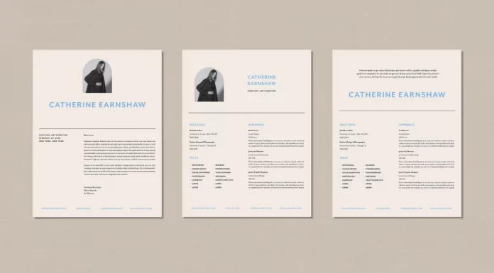 Minimalist but Stylish Resume and Cover Letter Template with Photo for Adobe InDesign
