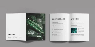 Adobe InDesign magazine layout design template in A4 for Nature Content