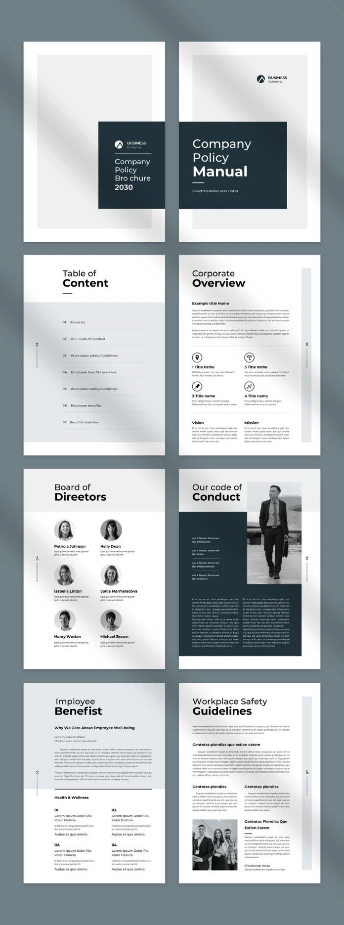 Company Policy Manual Brochure Template by PixWork for Adobe InDesign