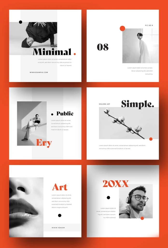 Minimalist Bold Social Media Post Template With Black and Orange Accents for Adobe Illustrator.