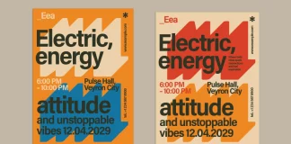 Modern Urban Event Poster Template BlackCatStudio in Two Standard Sizes US Letter and A4.