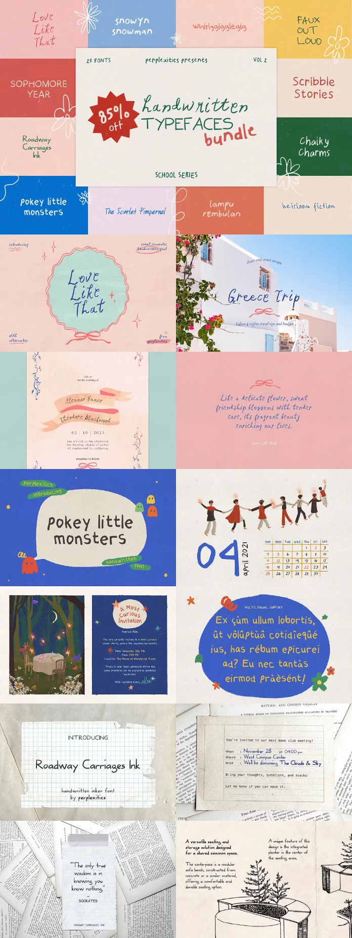 School Series: Handwritten Font Bundle by Perplexitics.