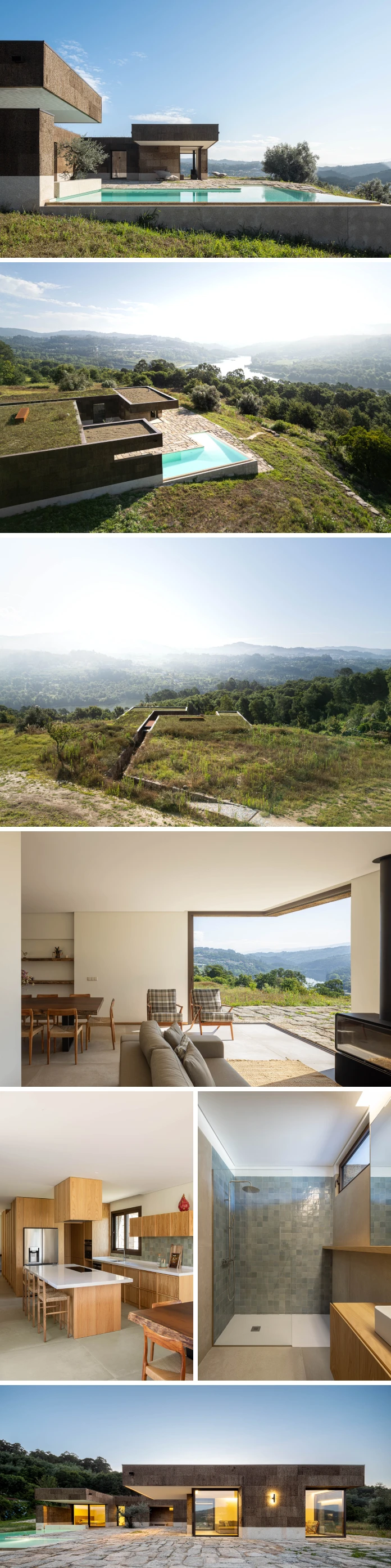 Tsou Arquitectos designed a cork-skinned house that camouflages itself in the landscape.