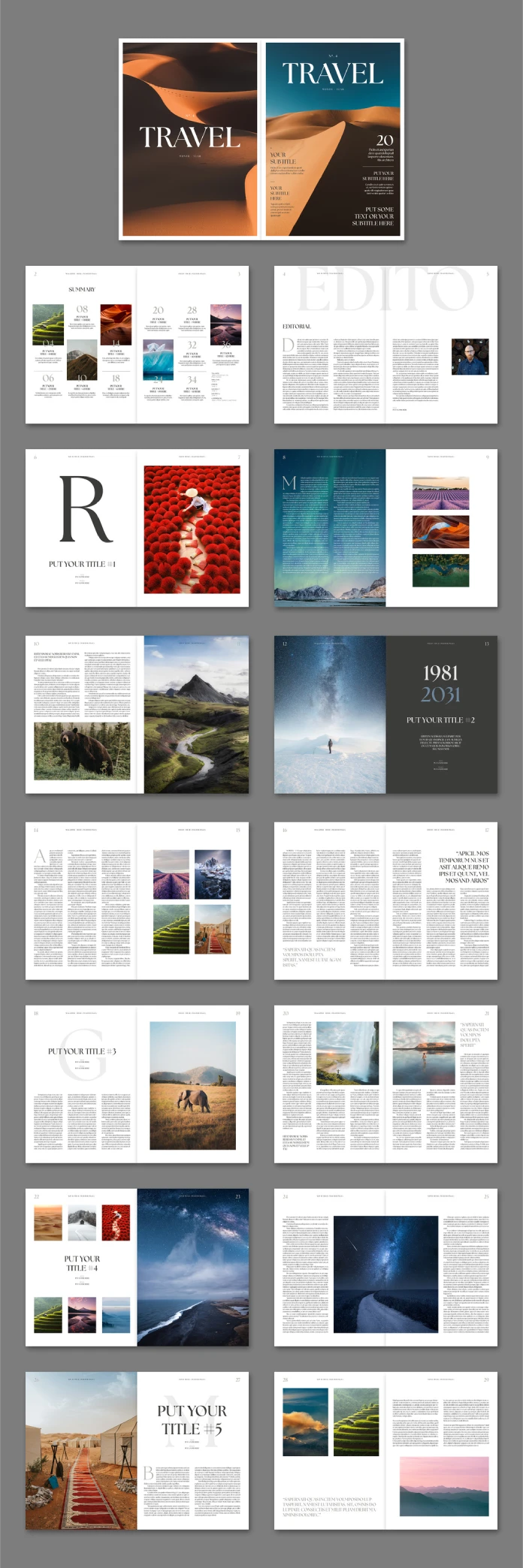 A Clean Travel Magazine Layout by Tom Sarraipo for Adobe InDesign