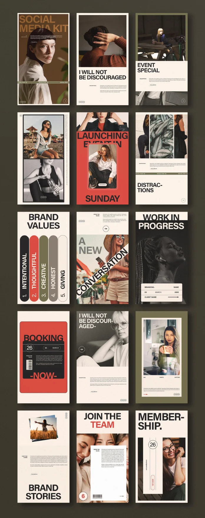 Adobe InDesign Social Media Story Templates Kit by E-Type.