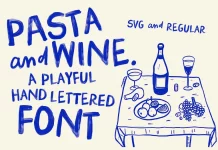 Pasta and Wine Typeface, a hand-drawn Bitmap SVG Font by Nicky Laatz