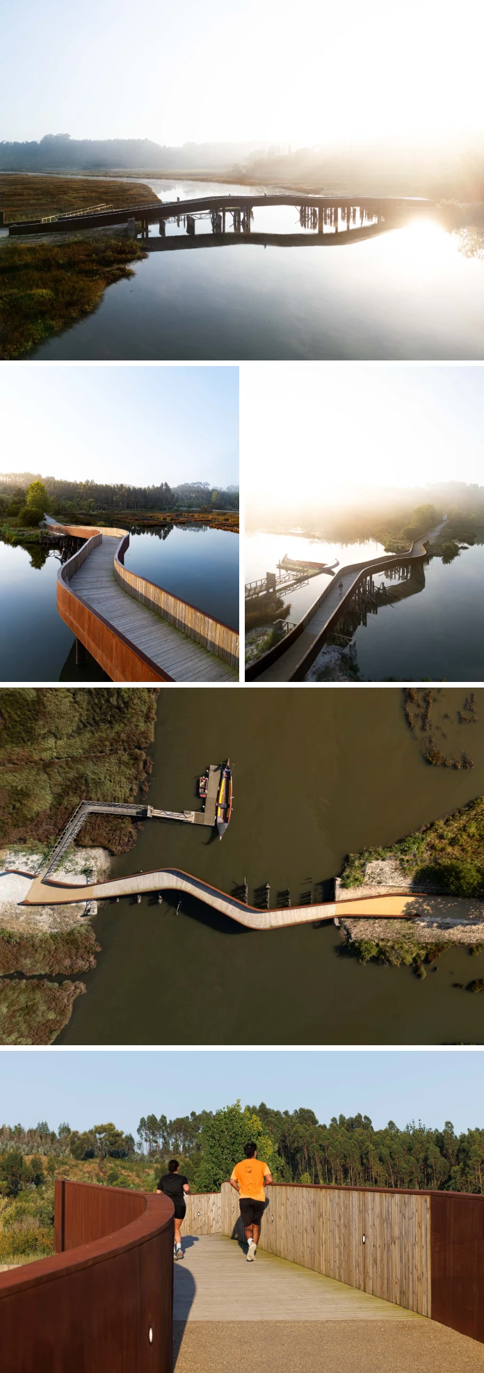 The Pedestrian and Cycling Crossing Over the Fareja Bridge, a project by Rómulo Neto Arquitetos and photographed by Ivo Tavares