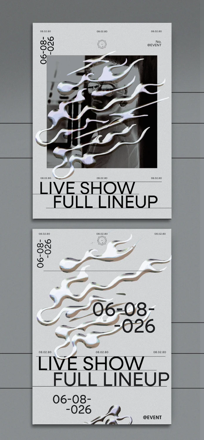 Adobe Illustrator Poster Design Template with Chrome Elements by Wavebreak Media