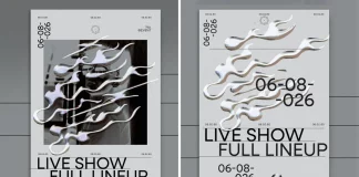 Adobe Illustrator Poster Design Template with Chrome Elements by Wavebreak Media
