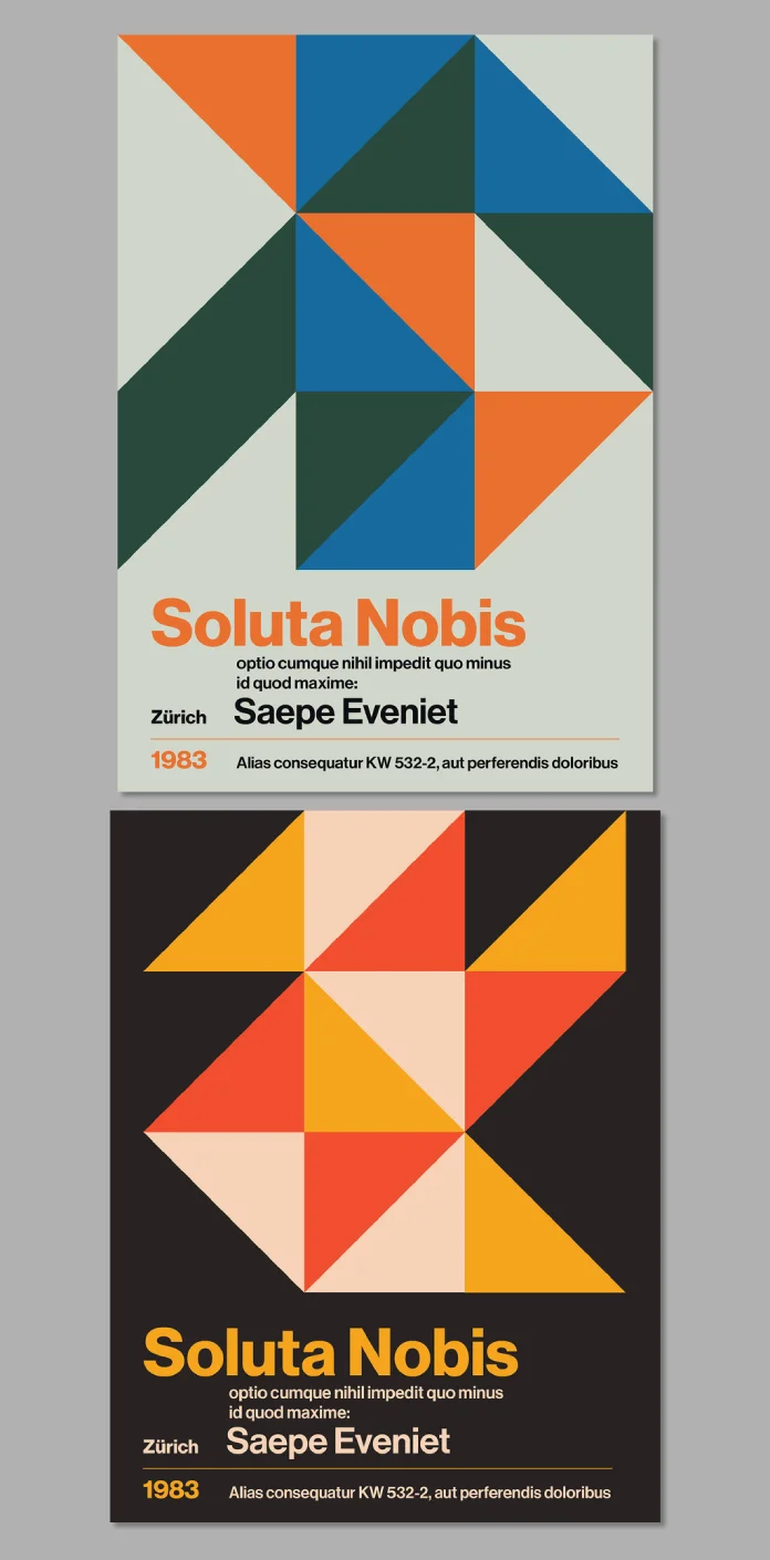 Adobe Illustrator Poster Design Vector Template Inspired by the Style of Swiss Minimalism