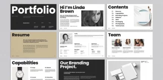 Minimalist Graphic Design Portfolio Presentation Template by E-Type for Adobe InDesign