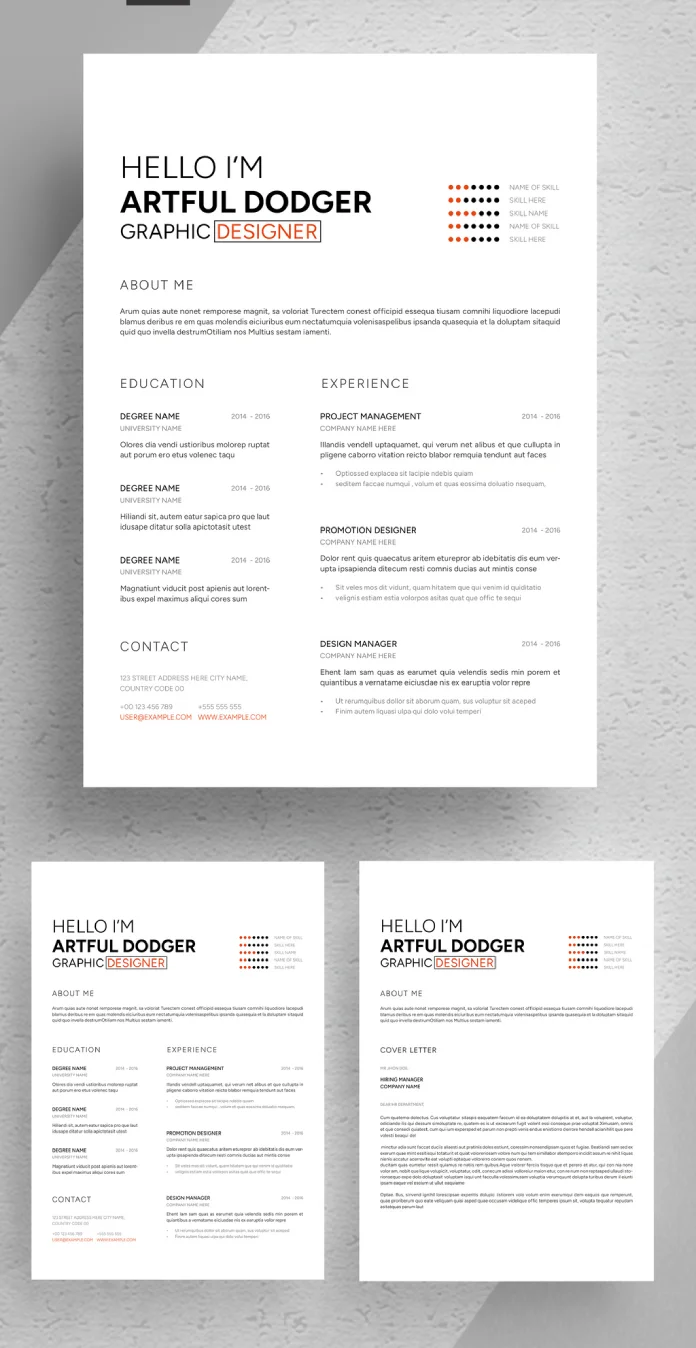 Modern Minimalist InDesign Resume and Cover Letter Template for Job Seekers by ContestDesign