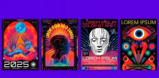 Psychedelic Poster Template With Generated AI by Adobe Stock contributor Rawpixel