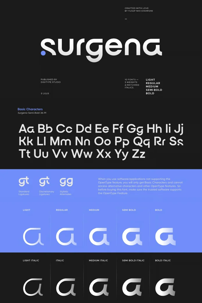 Surgena Font Family by Digitype Studio
