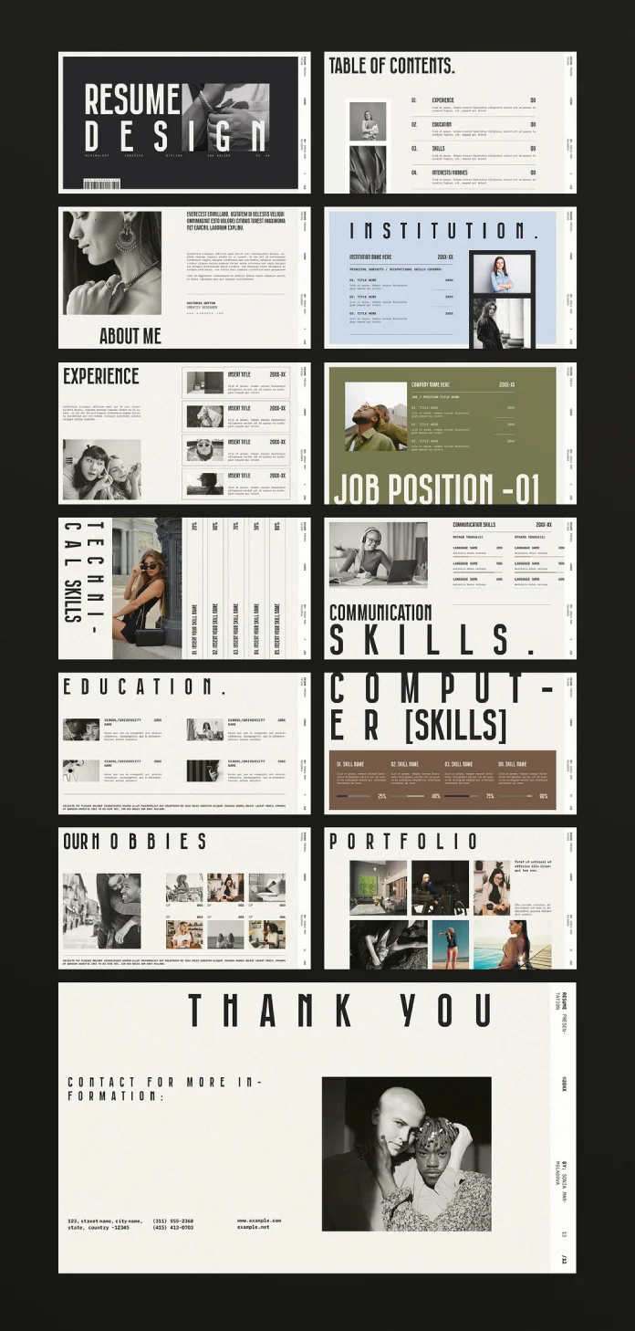 Adobe InDesign Resume Presentation Template by E-Type in 1920 x 1080 px