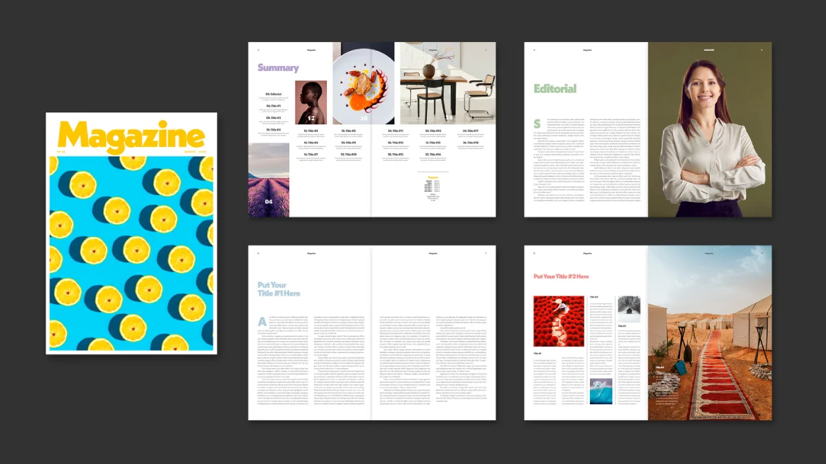 A colorful, fully customizable print magazine layout by Tom Sarraipo for Adobe InDesign. A colorful, fully customizable print magazine layout by Tom Sarraipo for Adobe InDesign.