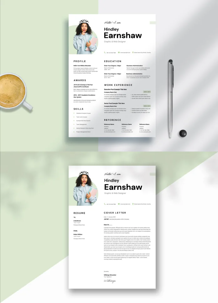 Create a friendly, unique, and personal resume/CV layout with this Adobe InDesign template by GraphicArtist